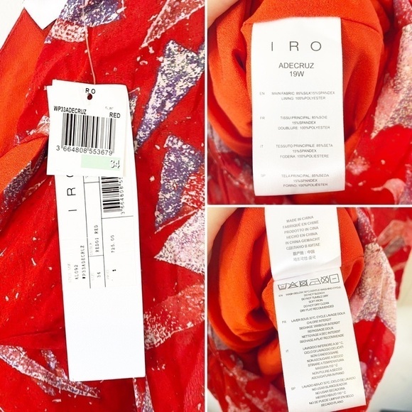 IRO Dress NWT Adecruz Red Long Sleeve Silk Mini Dress New Size 34 2 - Picture 8 of 10
